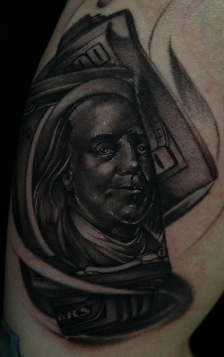 Mike Demasi - Ben Franklin Black and gray tattoo